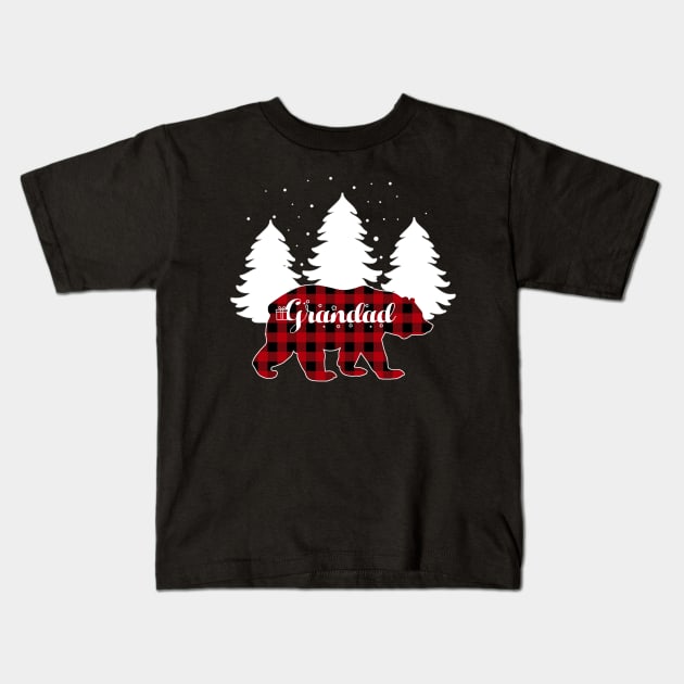 Buffalo Red Plaid Grandad Bear Matching Family Christmas Kids T-Shirt by Kagina